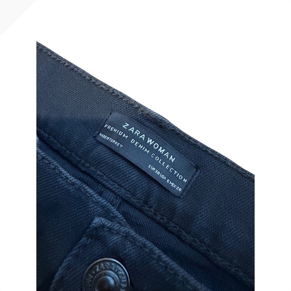 Zara Premium Denim Jeans Studded Embellished Frayed Hem Black - Picture 4 of 6